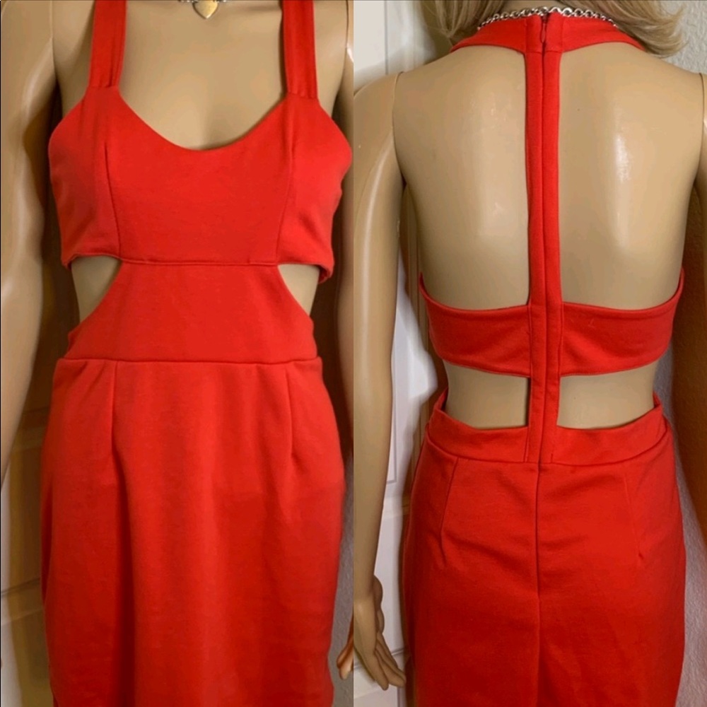 POOF Women’s RED HOT Cut Out Dress SZ M (NEW)